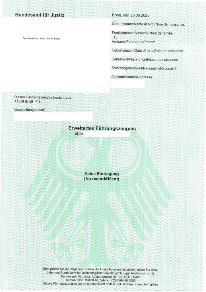 Ejemplo certificado de antecedentes penales alemán